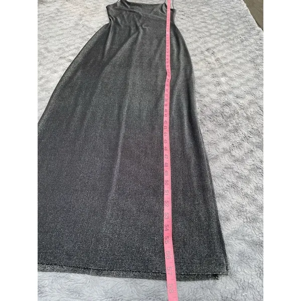 City Triangles Y2K 90s Minimalist Shimmer Open Back Column Maxi Dress Silver Black Size M Read - Image 16
