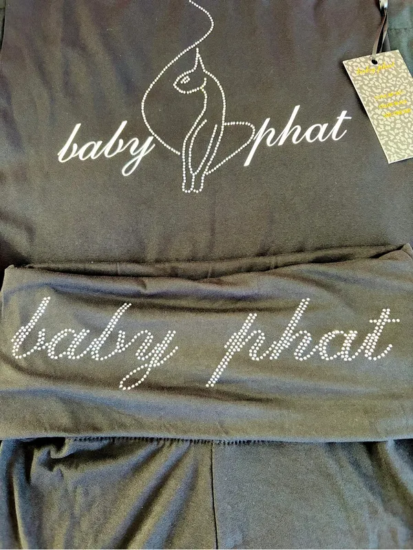 NWT Baby Phat Black Rhinestone Logo Cami & Shorts Set - Image 4