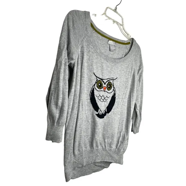 JC Penney Cashmere Blend‎ Owl Sweater Gray Size L - Image 2
