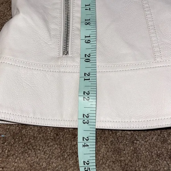 Guess Womens Asymmetric Full Zip Faux Leather Moto Jacket Stone Gray Size XL NWT - Image 9