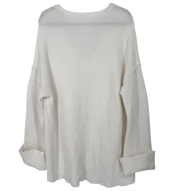 Free People La Brea Oversized V-Neck Chunky Long Sleeve Knit Sweater Size Medium - Image 5