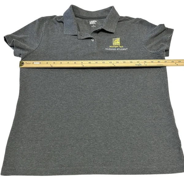 Lands End Women Lg Gray Michigan Tech University MTU Nursing Student Polo Shirt - Image 9