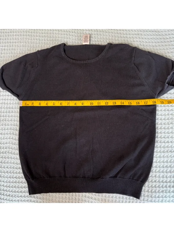 Vintage Y2K Gap Short Sleeve Sweater Womens Medium Black 100% Cotton Shell Top - Image 4