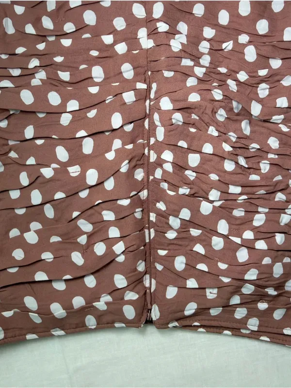 Abercrombie & Fitch Ruched Mini Skirt XL NWT Dusty Pink Polka Dot Mod Preppy - Image 9