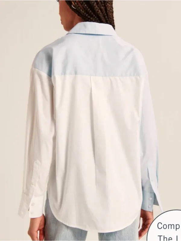 NWOT Abercrombie & Fitch Oversized Poplin Color block Button-Down Shirt - Image 3