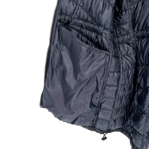 Athleta Goose Down Jacket Black XL‎ Hooded Packable Puffer GUC Mended Hole - Image 7