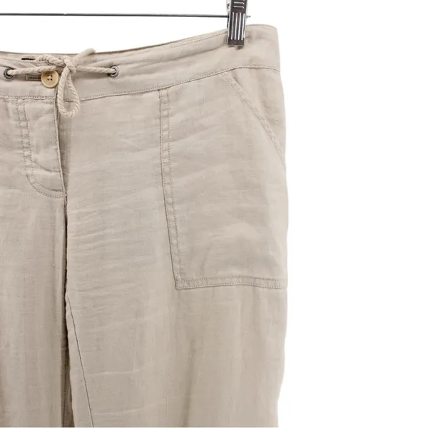 Y2K‎ Juicy Couture Tan 100% Linen Pants Coastal Resort Travel Capsule S - Image 3