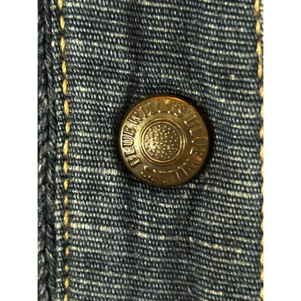 Blue Willis vintage blue denim heavy cable knit Shacket Medium cardigan academia - Image 7
