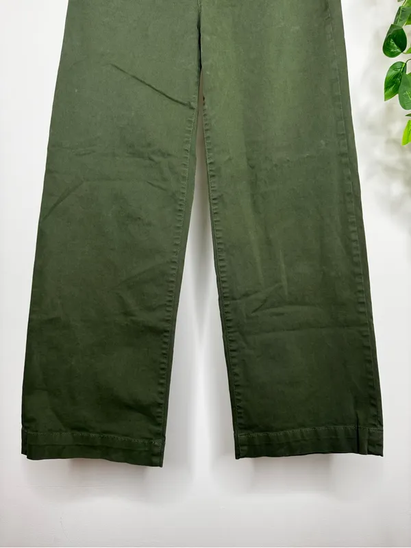 J. Crew Green Sailor Slim Wide Leg Chino Pant Cropped size 27T Tall Inseam BY638 - Image 6