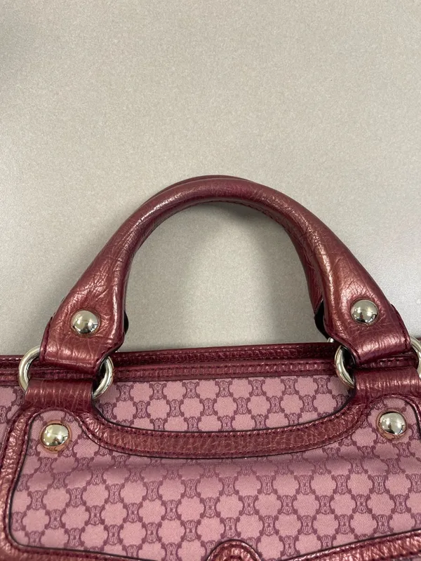 Celine Macadam Canvas and Leather Boogie Handbag in Red - Preowned - Image 16