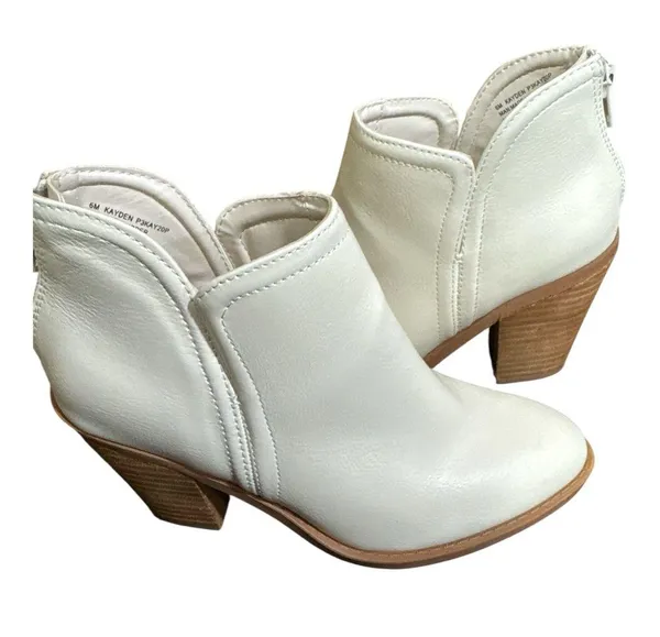 Anthropologie Joie Kayden Off White/Cream Leather Heeled Ankle Boots - Image 3