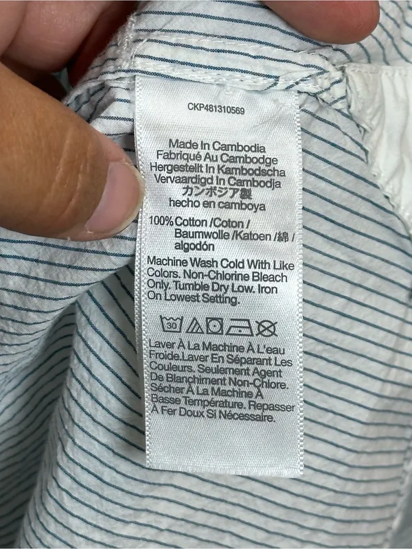 Madewell Women’s Striped Oversized Button-Up Shirt Size L White Blue Cotton - Image 11