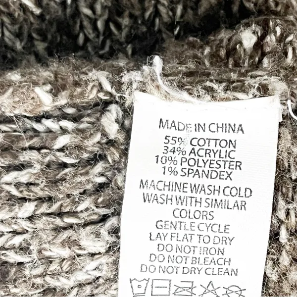 PRANA Brown Marled Long Sleeves V-Neck Knit Sweater Size Medium Cabin Neutral - Image 3