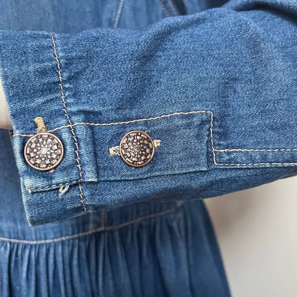 Studio Blue Floral Long Sleeve denim Dress - Image 5