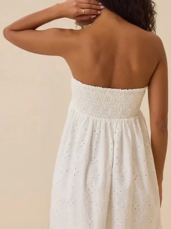 Altar'd State Paige White Strapless Eyelet Mini Dress - Image 5