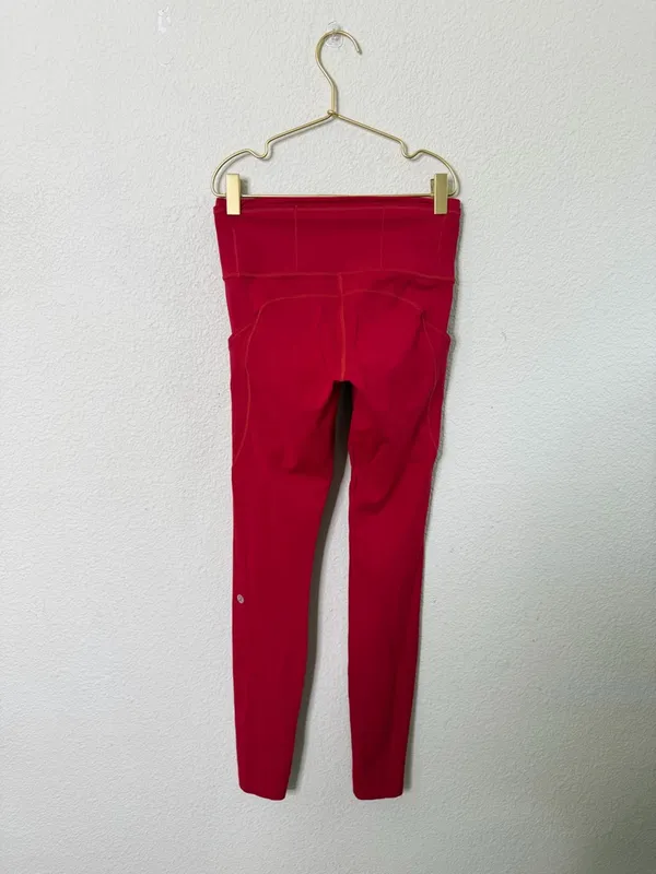 Lululemon Fast and Free Tight 28" *Non Reflective‎ Dark Red Womens Size 4 - Image 4