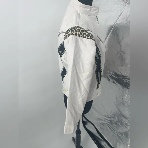 Biker USA design jacket size‎ small white with jaguar print - Image 2