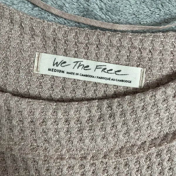 Free People North Shore Thermal Tunic Slouchy Beige Thumbholes Medium Oversized‎ - Image 4