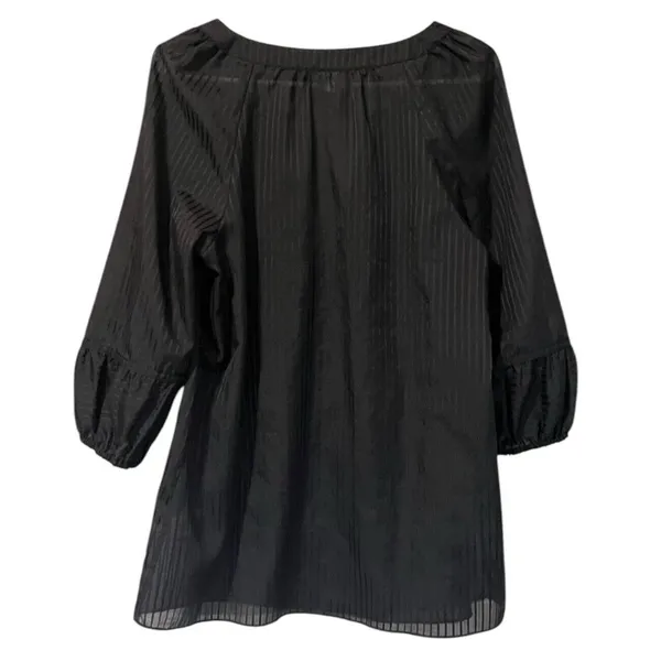 Ann Taylor Blouse Top Women Medium Black 3/4 Sleeve V Neck Pullover‎ Career City - Image 2