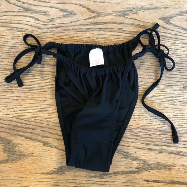 Xhilaration Retro Style Black High Leg Tie Bikini Size L - Image 5