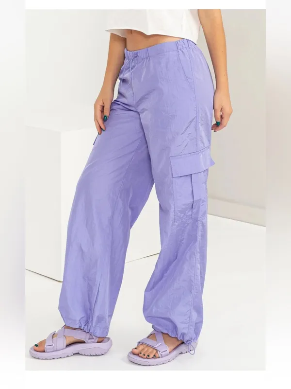 Boutique Style Lavender Cargo Windbreaker Pants - Women - Image 4