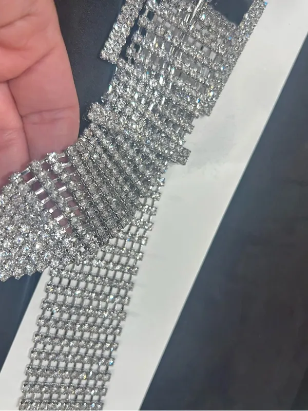 Guess Silver Crystal Rhinestone Waist Belt - Image 7