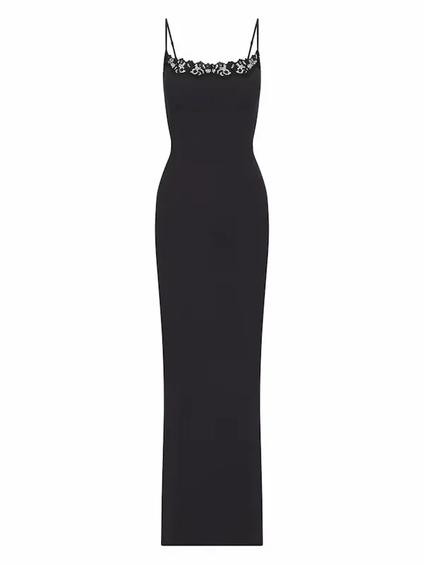 NWT Skims fits everybody long lace slip dress size large in onyx - Image 3
