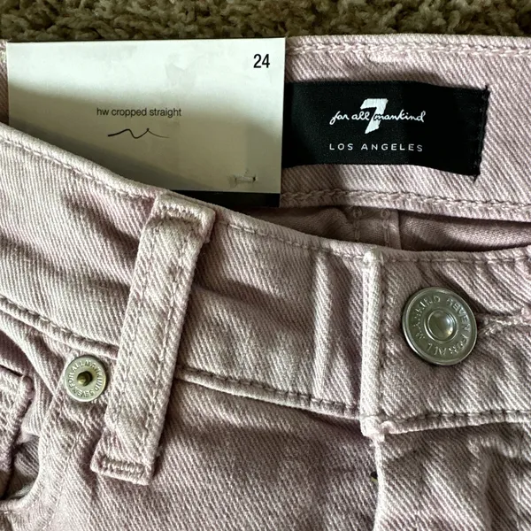 7 For All‎ Mankind Womens Size 24 Pink Stonewash Cropped Straight Leg Jeans NWT - Image 3