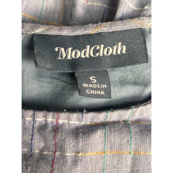 ModCloth Blue Rainbow Plaid Babydoll Dress Cottagecore Midi Dress Size Small‎ - Image 7