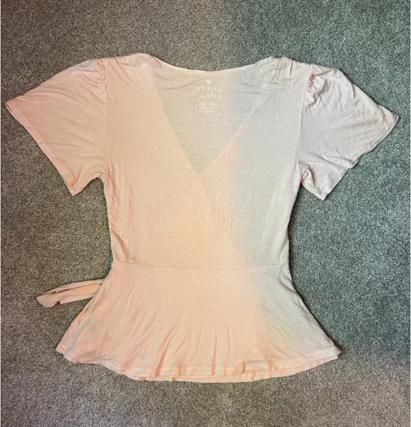 American Eagle Blush Pink Soft & Sexy Tie Waist Wrap Top - Image 2