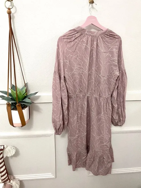 NWT World Market Pink Geometric Line Printed Dress Romantic Boho Size S/M - Image 7