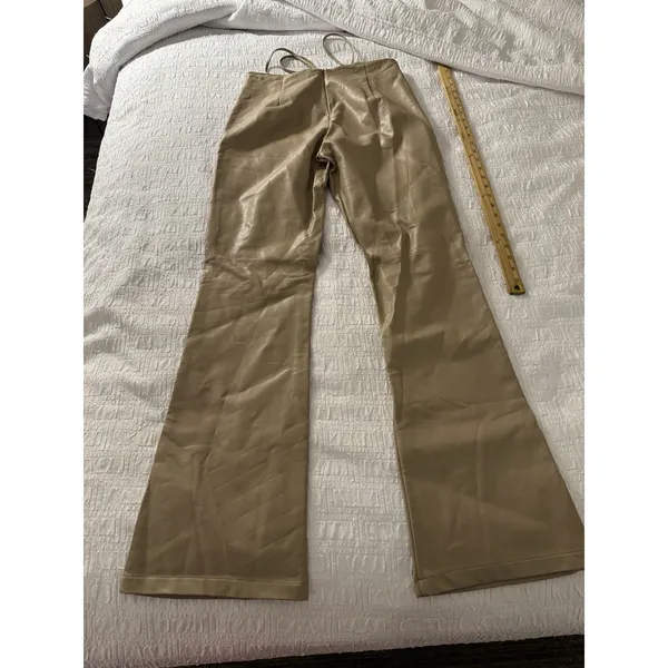 I.AM.GIA Faux Leather Tie-Up Flare Pants in the tan Size Large - Image 4