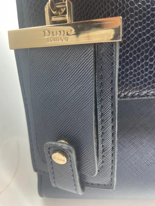 Dune London Navy Blue Structured Satchel Handbag Gold Hardware Women's Purse - N - Image 15