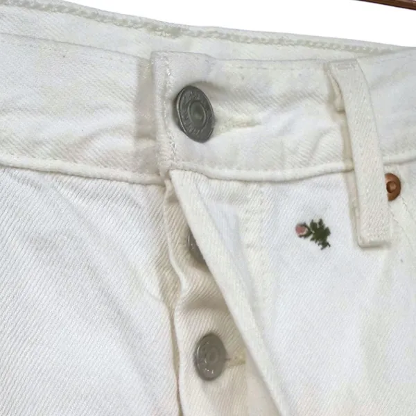 Anthropologie Women's Levis 501 Floral Embroidered Jeans White Size 29 Feminine - Image 10