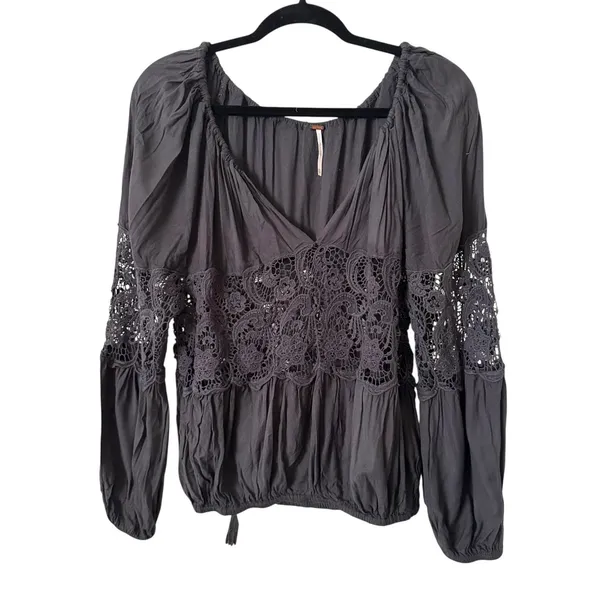 FREE PEOPLE Gotta‎ Love It Peasant Top Navy XS - Image 2
