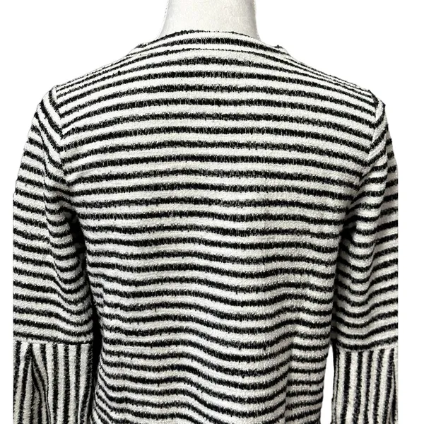 Urban Romantics Black White Striped Bell Cuff Crop Knit Sweater Boho S Trendy - Image 5