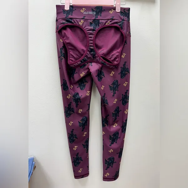 2 piece set! VS leggings and sports bra set Eggplant color panther crown print - Image 10