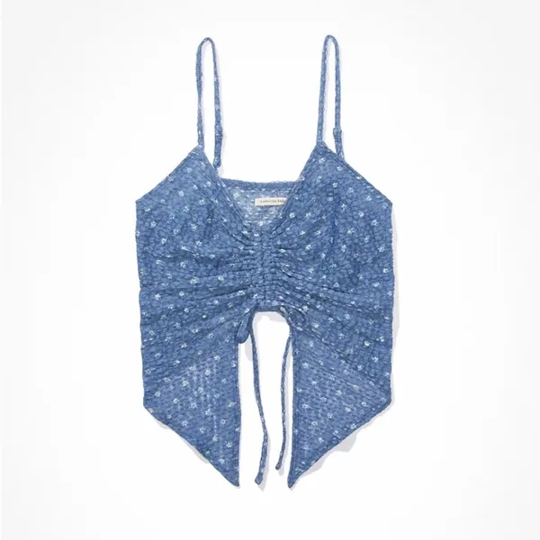 NEW!! American‎ Eagle Blue Floral AE Cinch-Front Cami - Image 10