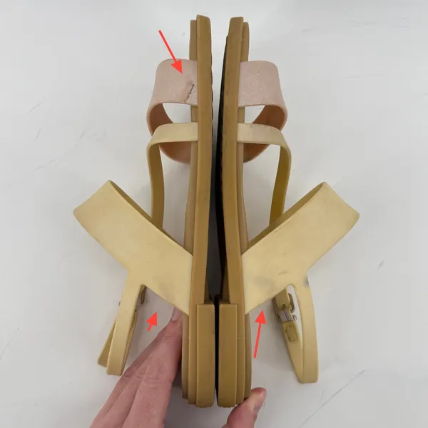 Crocs Tulum Strappy Sandal‎ Pink Clay Cream Tan Women 8 Shimmer Buckle Ankle - Image 5