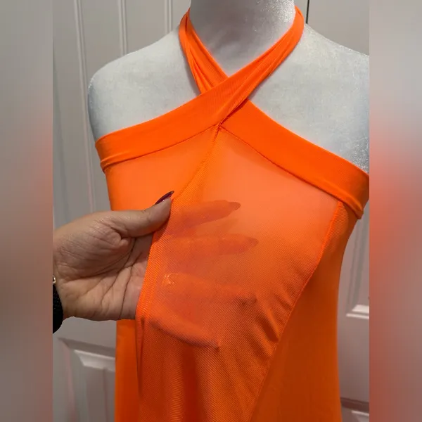 Elegant Orange Strapless Maxi Dress Size XL - Image 6