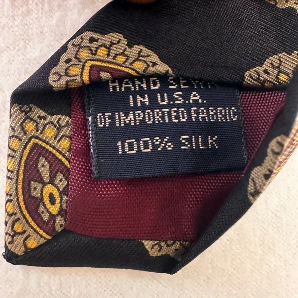 LANDS' END Vintage Handmade Tie USA Silk Mens Blue Multicolor Paisley Neck - Image 6
