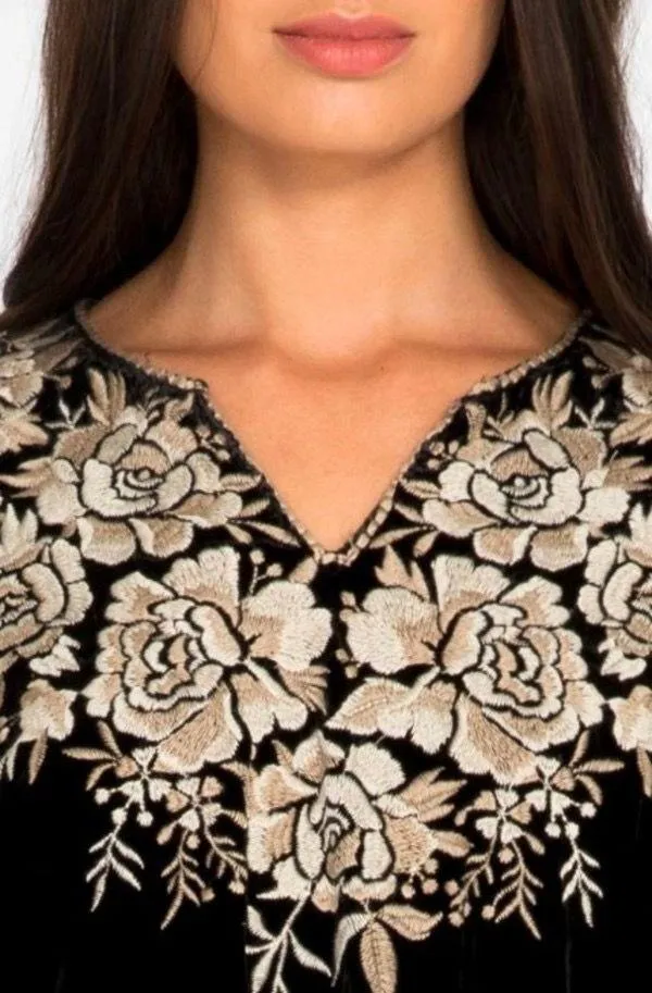 Johnny Was Olenna Velvet Flutter Top 3/4 Sleeve - Image 2
