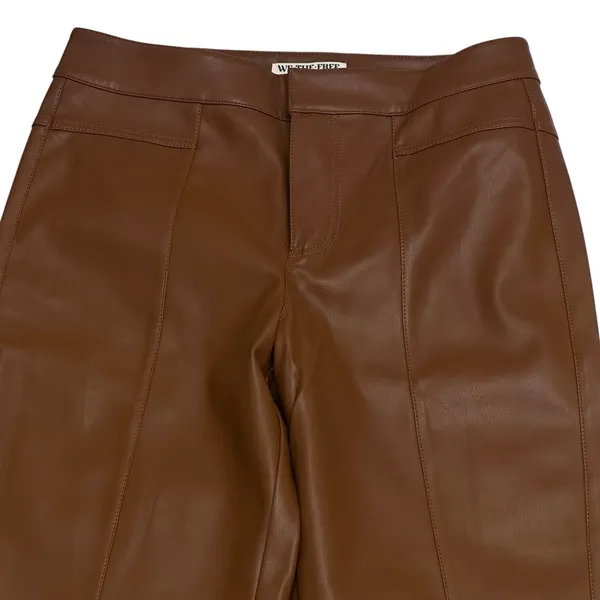 We The Free Womens Pants Brown Size 8‎ (30x28) High Rise Flared Vegan Leather - Image 2
