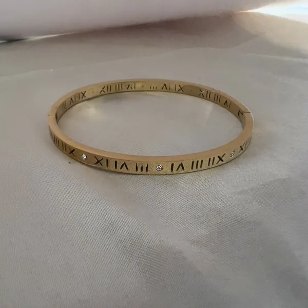 18K Gold Plated Cubic Zirconia Bangle Bracelet Titanium steel womens jewelry - Image 6
