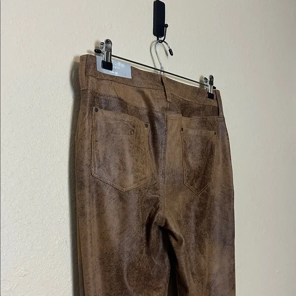 Chico's Faux Suede Worn Luggage 5 Pocket Ponte Slim‎ Pants NWT Size 4 R - Image 6