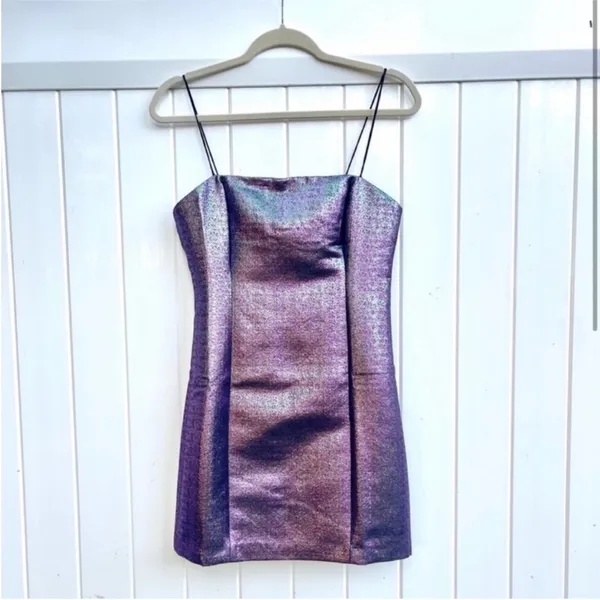 Likely Lurex‎ Haley Metallic Purple Iridescent Mini Cocktail Dress Revolve 4 - Image 3
