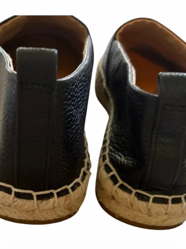 Ralph Lauren Black Leather Espadrille Slip-Ons with Natural Raffia Toe NWOT 6.5 - Image 8