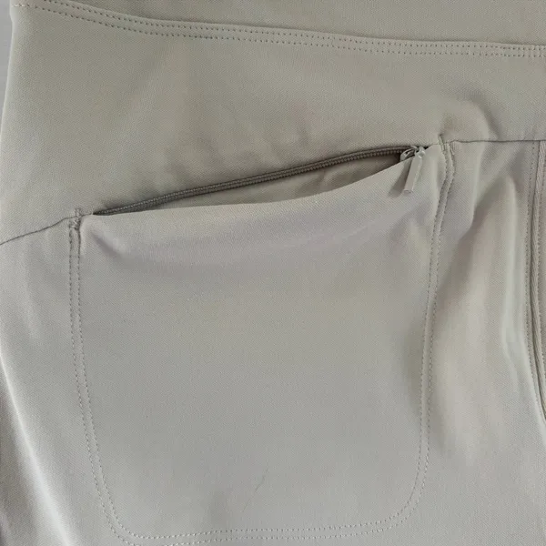 Athleta Womens light Gray Pintuck Straight Leg Zipper Pocket Casual Pants Size M - Image 3