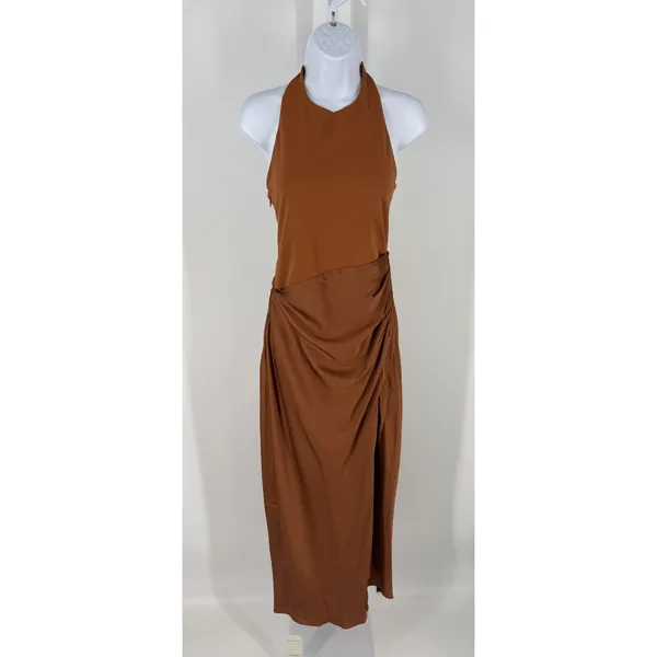 Abercrombie & Fitch Copper Brown Halter Midi Dress - Image 2