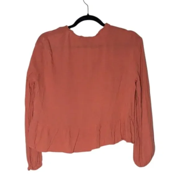 Lulu's Terracotta Rose Embroidered Peasant Top, Small - Image 2